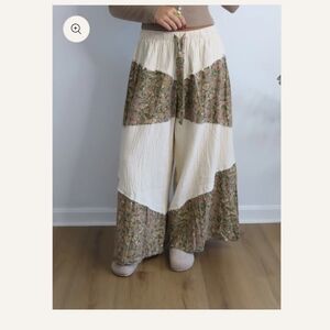POL Brand New Floral Patchwork Wide-Leg Pants Size Small